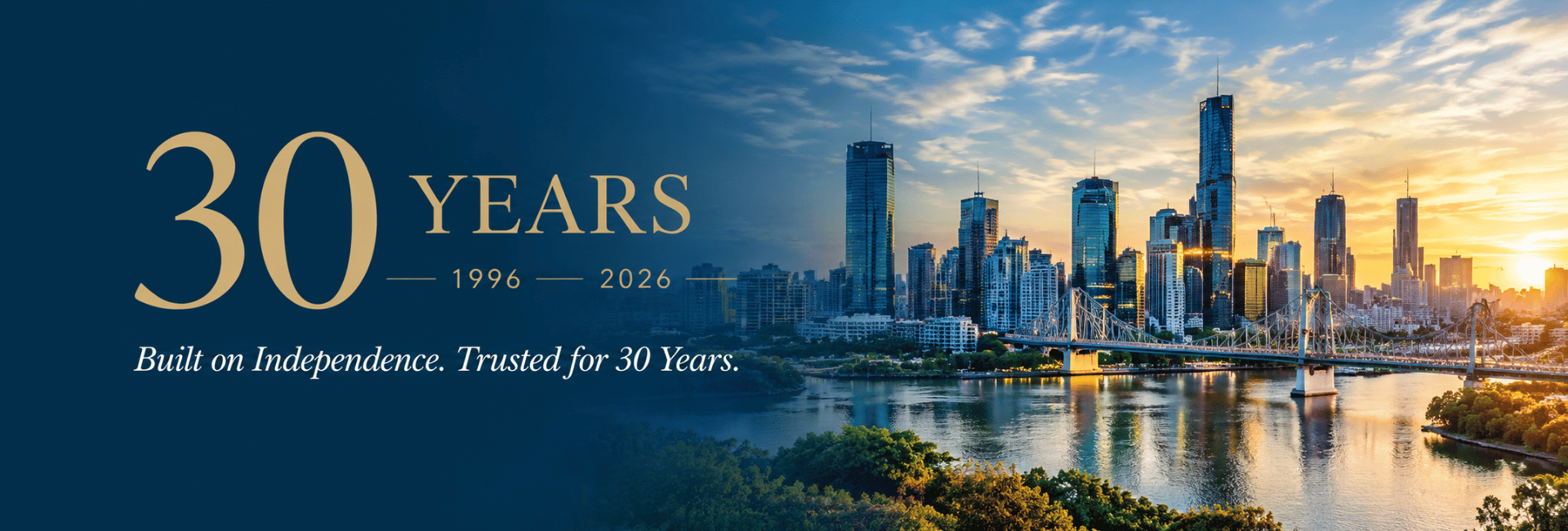 30 Years Banner showing Brisbane Property Market in the City